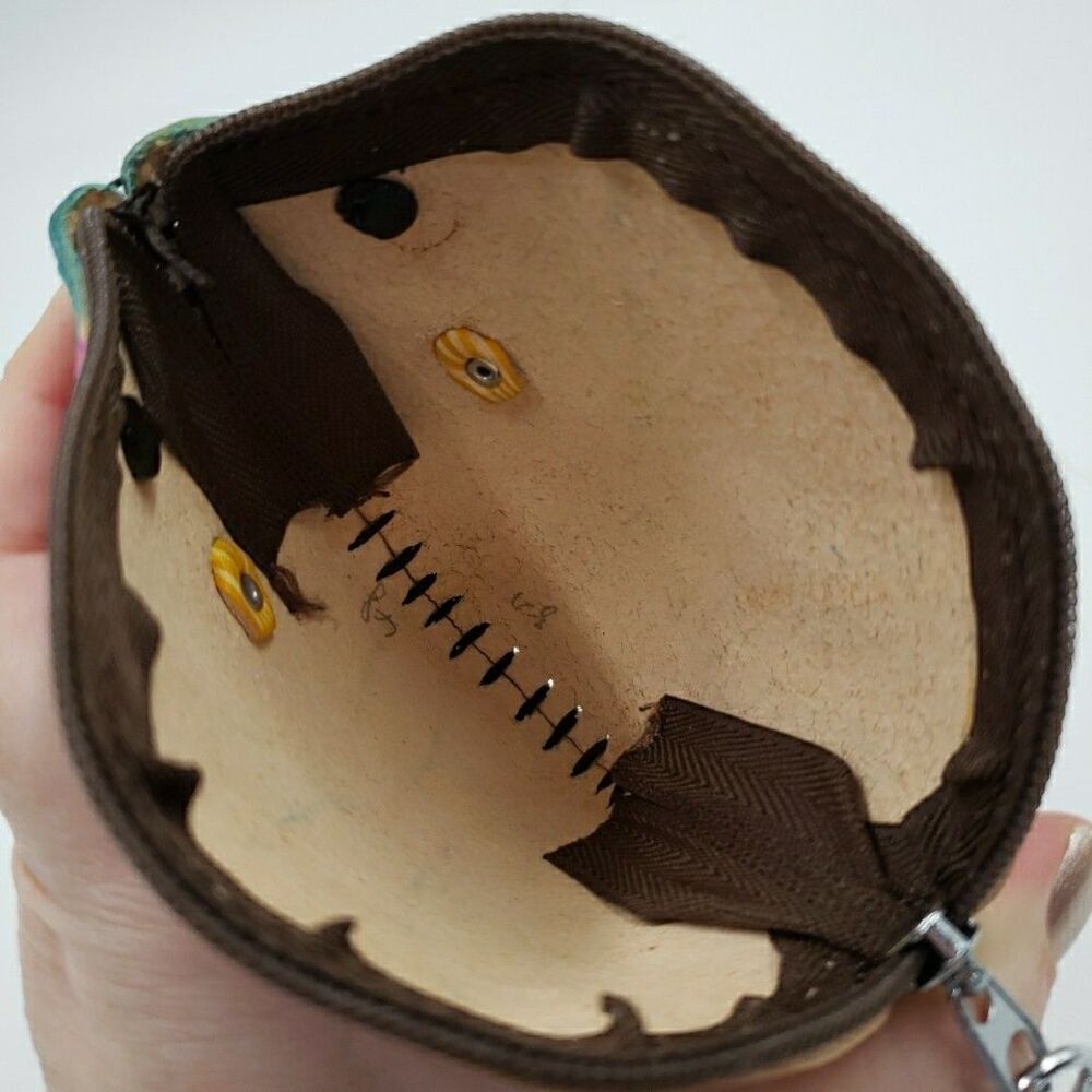 Tropical Fish Wristlet Coin Purse Handmade Leather Zipper Pouch Cruise Accessory - Picture 9 of 15